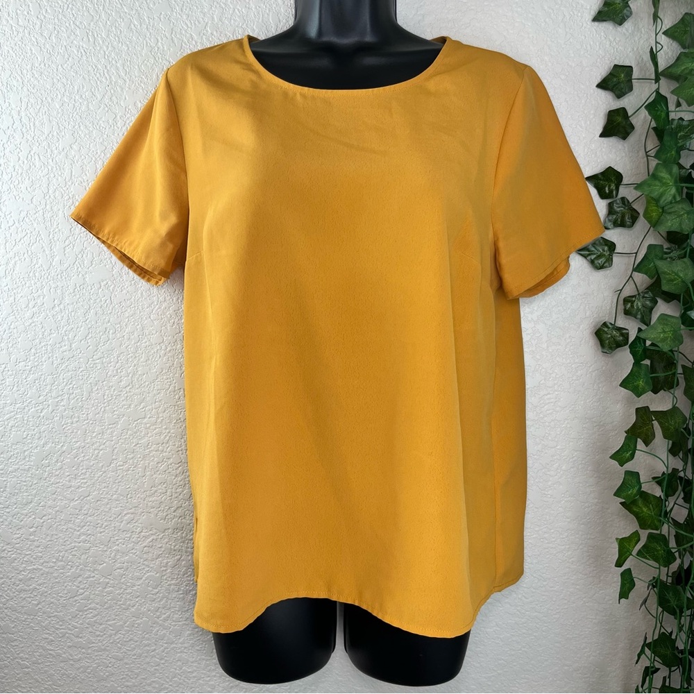 Autumn Yellow Short Sleeve Blouse